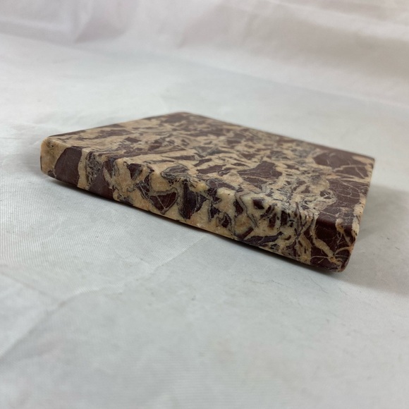 Thirstystone Set Of 4 Cherry Marble Coasters With Wood Holder 4x4 Square NEW - Picture 12 of 13